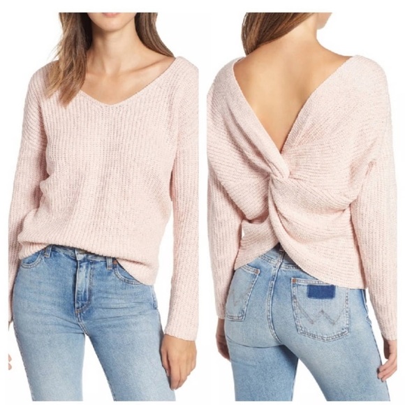 Astr The Label Twist Back V Neck Sweater Cotton Candy Size S - Picture 1 of 12